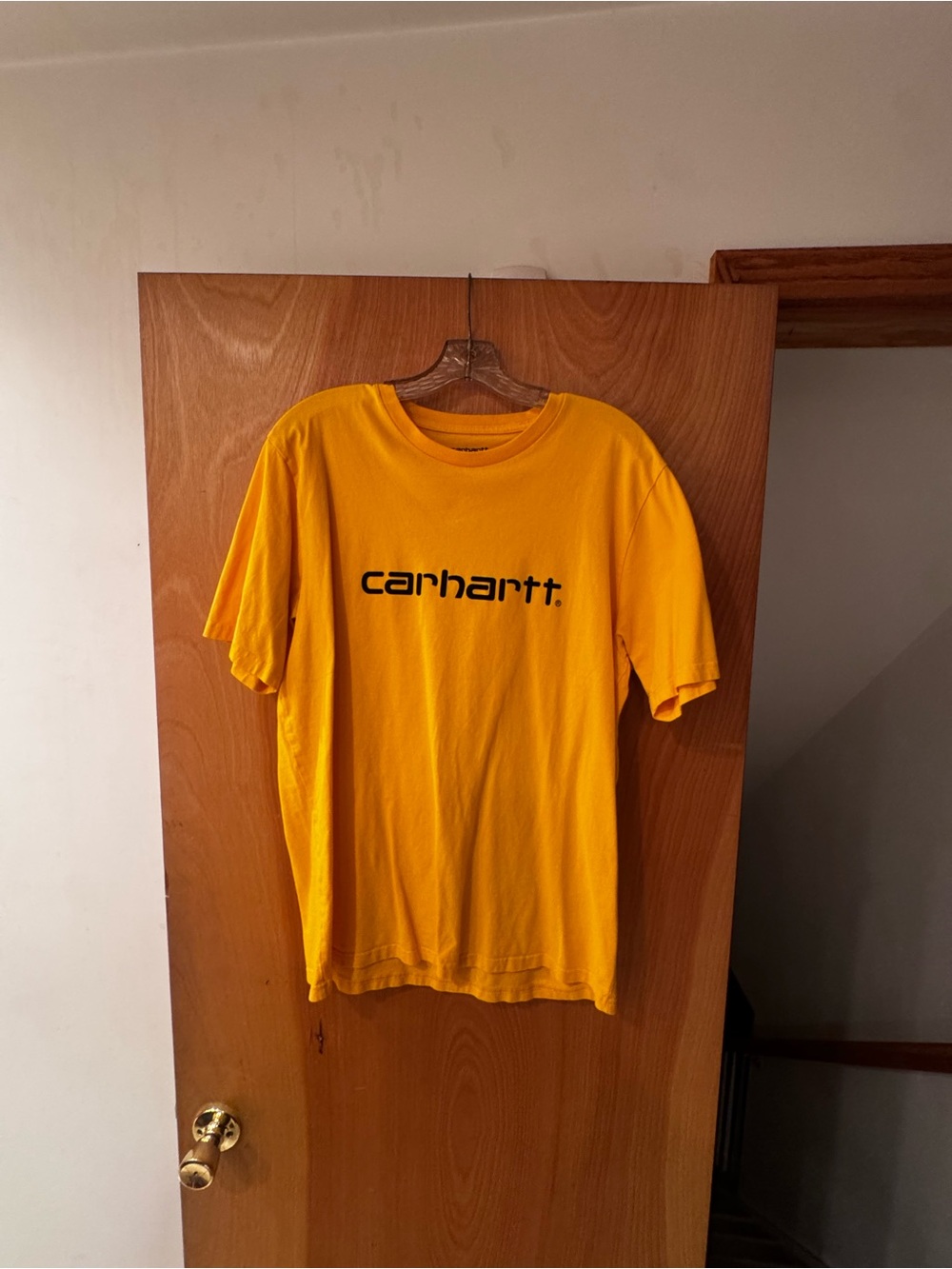 Carhartt WIP Yellow Short-Sleeve Tee with Black Logo